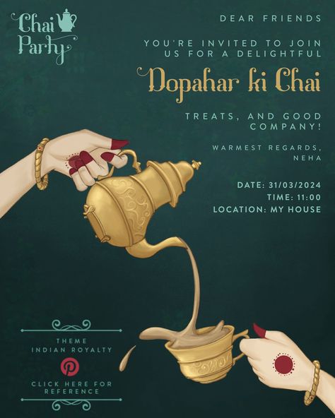 Chai Party Chai Party Ideas, Chai Party, South Asian Aesthetic, Asian Aesthetic, Indian Aesthetic, Launch Party, South Asian, Writing Tools, Party Ideas