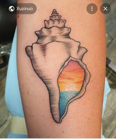 Sister Tattoos Beach Theme, Punta Cana Tattoo Ideas, Flip Flop Tattoo Ideas, American Traditional Seashell Tattoo, Small Sea Life Tattoos, Belize Tattoo Ideas, Sea Glass Tattoo, Shell Tattoos For Women, Sea Shell Tattoos