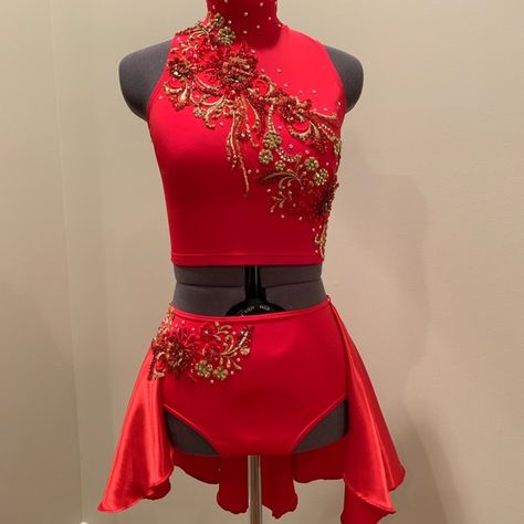 Custom dance costume women’s adult small Dance Wear Outfits, Red Dance, Dance Jazz, Custom Dance Costumes, Red Two Piece, Contemporary Costumes, Jazz Costumes, Solo Costume, Costume Women