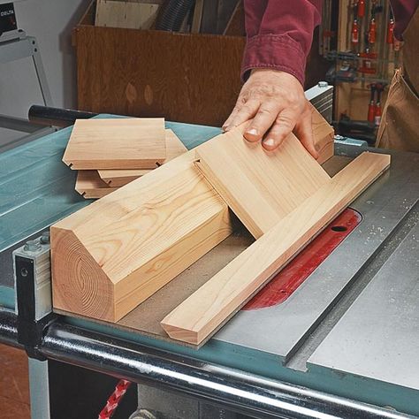 Clever Table Saw Jig: This jig makes it easy to strengthen miters with splines. Woodworking Jigsaw, Table Saw Jigs, Used Woodworking Tools, Woodworking Chair, Woodworking Cabinets, Woodworking Storage, Best Woodworking Tools, Woodworking Logo, Woodworking Joints