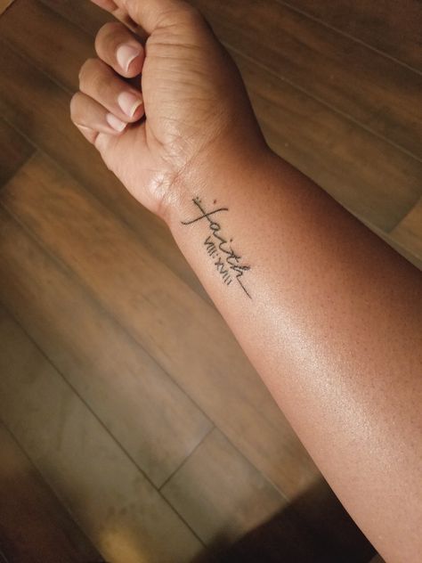 Faithful Tattoos For Women, Faith Rib Tattoo, Romans 5:3-5 Tattoo, 8:28 Tattoo, Romans 1 16 Tattoo, Roman 8:18tattoo, Faith Wrist Tattoos For Women, Faith Tattoo Ideas, Bible Quote Tattoos