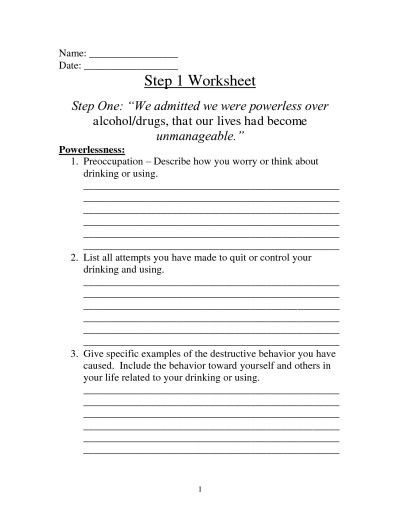 celebrate recovery worksheet Aa Worksheets, Aa Steps, 12 Step Worksheets, Aa 12 Steps, Work Vibes, Counseling Worksheets, 12 Steps Recovery, 1 Worksheet, Relapse Prevention