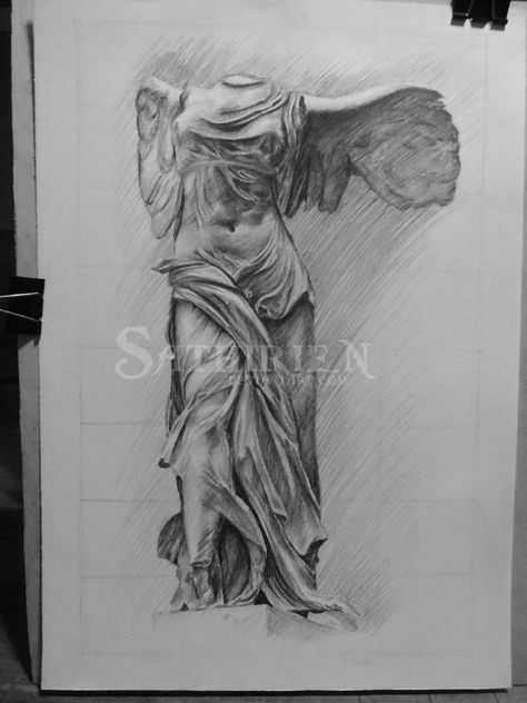 Nike of Samothrace by Sathirien Goddess Of Victory Tattoo, Nike Of Samothrace Drawing, Nike Goddess Tattoo, The Nike Of Samothrace, Tattoo Nike, Winged Victory Of Samothrace Tattoo, Nike Greek Goddess Art, Nike Greek Goddess, Victory Tattoo