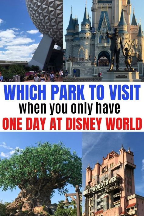 Headed to Walt Disney World for one day and not sure which park to visit? From tips to narrow it down to how to maximize your time in the park, here's the scoop on the best Disney World park for one day. #Disney #Travel #WDW #DisneyWorld #FamilyTravel #DisneyPlanning #DisneyTips Disney World Itinerary, Disney World Secrets, Disney World Tickets, Disney World Hotels, Disney Blog, Disney Orlando, Disney World Florida, Disney Travel, Disney World Planning