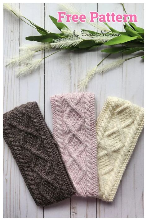 Irish Diamond Headband Free Knitting Pattern Headband Knitting Patterns, Earwarmer Knitting Patterns, Quick Knitting Projects, Knitted Headband Free Pattern, Knitted Headbands, Headband Knitting, Cable Headband, Cable Knit Headband, Knit Headband Pattern