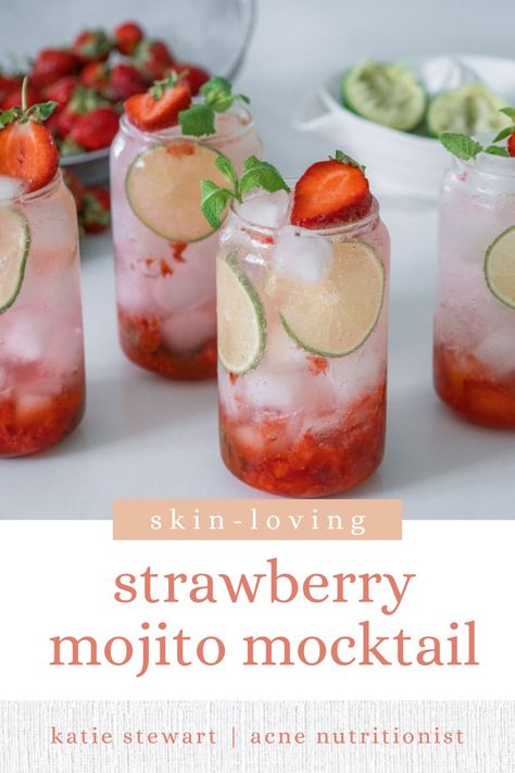 Strawberry Mojito Mocktail Strawberry Mojito Mocktail, Strawberry Mocktail, Strawberry Mojito Recipe, Paleo Burger, Strawberry Avocado Salad, Mocktail Party, Holiday Mocktail, Coconut Mojito, Mojito Mocktail