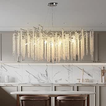 Kitchen Island Square, Tree Branch Chandelier, Round Crystal Chandelier, Light Bulb Chandelier, Island Bedroom, Chandelier For Dining Room, Branch Chandelier, Rectangular Chandelier, Kitchen Island Chandelier