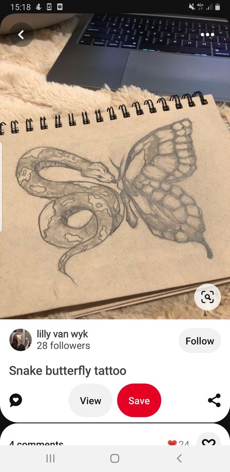 Snake Sketch, Sketchbook Ideas Inspiration, Snake Painting, Butterfly Sketch, Snake Drawing, Boho Art Drawings, Indie Drawings, Cute Little Tattoos, Art Sketches Pencil