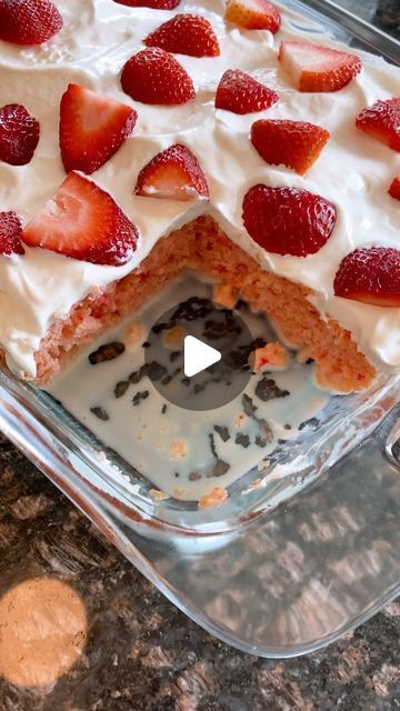 Amanda Finks on Instagram: "Strawberry Tres Leches Cake #tresleches #treslechescake #baking #dessert #easydessert #strawberry #easyrecipes #springrecipes #milkcake #cake #cakemix" Cake Recipe With Box Cake, Strawberry Tres Leches Cake Recipe, Strawberry Tres Leches Cake, Strawberry Tres Leches, The Wholesome Dish, Tres Leches Cake Recipe, Strawberry Box, Tres Leches Cake, Milk Cake