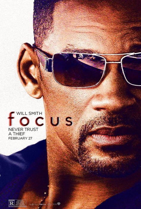 Review of Focus, starring Will Smith as a con man.  http://betterafter50.com/2015/03/a-movie-for-a-cold-march-night-focus/ Focus Movie, Will Smith Movies, After Earth, 2015 Movies, Musical Comedy, At The Movies, The Smiths, Movie Poster Art, All Movies