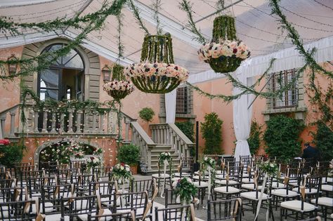 garden inspired ceremonies - photo by L and V Photography https://ruffledblog.com/garden-wedding-in-tuscany-with-hanging-flowers Wedding In Tuscany, Tuscan Wedding, Floral Chandelier, Venue Decor, Plan B, Hanging Flowers, Tuscany Wedding, Chandelier Design, Garden Inspired