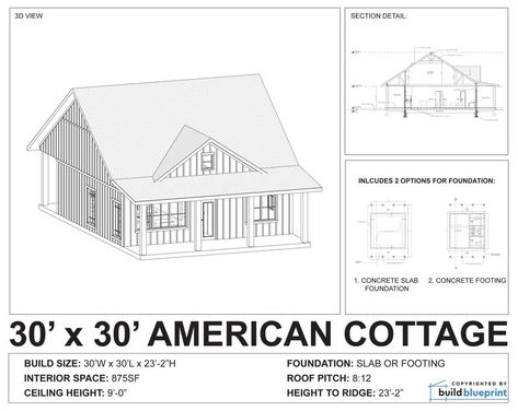 Cottage Blueprints, Cabin Blueprints, American Cottage, Cabin Plan, Small Cabin Plans, Small Cottage House Plans, Plans Architecture, Cottage Style Homes, Construction Plan