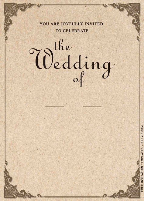 Classic Vintage Wedding, Royal Wedding Invitation, Bicycle Wedding, Wedding Card Frames, Vintage Template, Wedding Concept, Wedding Invitation Background, Digital Invitations Wedding, Classic Invitation