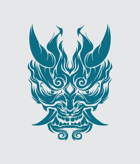 Hannya Mask Art, Demon Samurai, Mascara Oni, Japanese Oni Mask, Oni Mask Tattoo, Designing Tips, Demon Mask, Hannya Mask, Japanese Oni