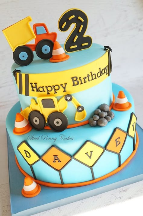 Construction Party: Construction Birthday Party Desserts & Food | Mimi's Dollhouse Digger Cake, Construction Birthday Cake, Dump Truck Birthday Party, 4de Verjaardag, Truck Birthday Cakes, Dump Truck Birthday, Construction Cake, Birthday Party Desserts, 2 Birthday Cake