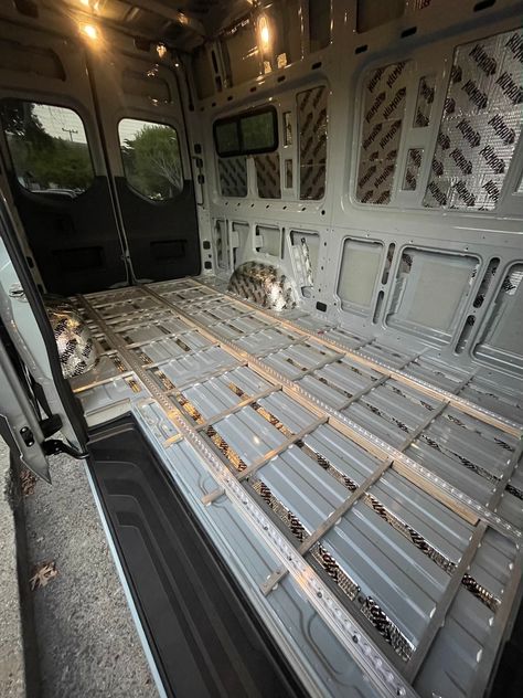 #vanlife #vanfloor #diyvan L Track Van, Van Build, Sprinter Van, Van Conversion, Camper Van, Insulation, Rv, Foundation, Track