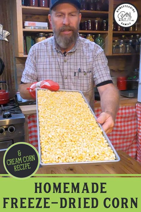 Freeze Dried Corn, Cream Corn Recipe, Freeze Dried Food Storage, Freeze Dried Vegetables, Harvest Right Freeze Dryer, Best Freeze Dried Food, Creamed Corn Recipes, Freeze Dryer, Cream Corn