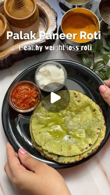 95K views · 3.3K likes | Foodie Gujarati on Instagram: "Palak Paneer Roti | Healthy Weight Loss Roti . Ingredients 🌱Spinach 🌱Wheat flour 🌱Salt 🌱Paneer 🌱Oil #foodie #food #foodporn #paratha #roti #foodstagram #healthcoach #healthyfood #weightloss #recipes #foodlover #foods #foodpic #foodlove #cooking #viral #trendingreels #trending" Palak Paneer Paratha Recipe, Palak Paratha, Paratha Roti, Roti Recipe, Healthy Indian Recipes, Indian Bread, Foodie Food, Indian Recipes, Wheat Flour