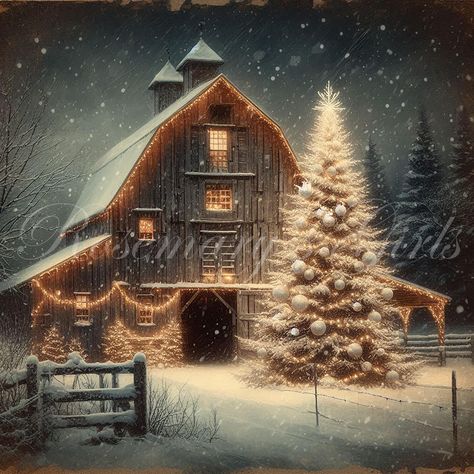 Barn Christmas Tree, Barn Christmas, Christmas Barn, Cowboy Christmas, Autumn Scenery, Pretty Christmas, Winter Scenery, Cool Wallpapers Art, Christmas Scenes