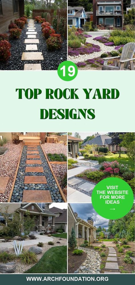 Rock yard designs add natural beauty and texture to your outdoor space with creative ideas. Explore ways to incorporate rocks into your landscaping for a stunning look. Backyard Landscaping With Pavers And Rocks, Landscaping With Small Rocks, Desert Yard Ideas, Front Yard Landscaping Ideas With Rocks, Rock Scaping, Rock Wall Gardens, Rock Flower Beds, Garden Landscaping Backyard, Rock Yard