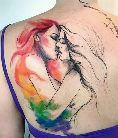 Gay Pride Tattoos, Floral Watercolor Tattoo, Lgbt Tattoo, Small Watercolor Tattoo, Gay Tattoo, Pride Tattoo, Rainbow Tattoos, Witch Tattoo, Lesbian Art