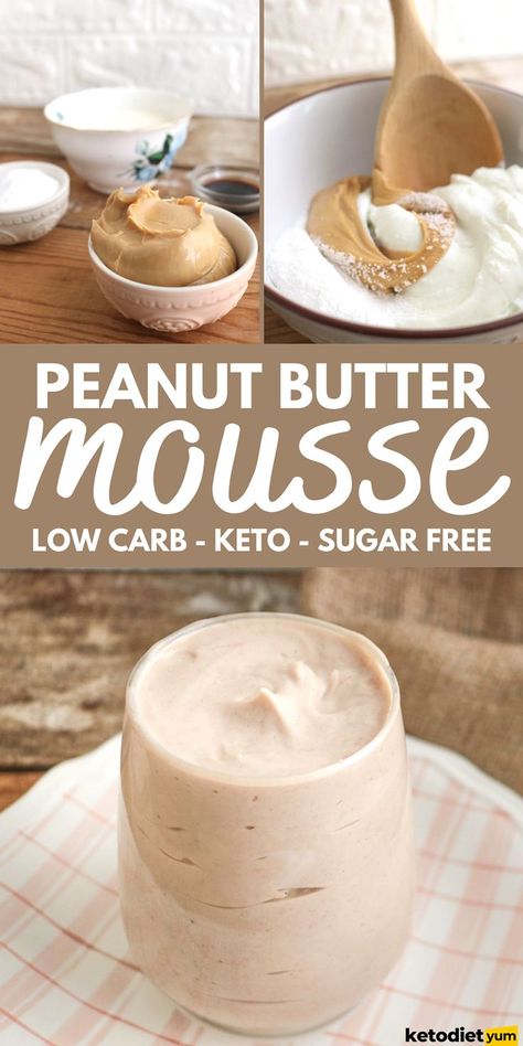 Amazing dessert recipe, our Keto Peanut Butter Mousse is a delicious sweet treat that is easy to make. Soft, light and creamy you will absolutely love this sugar-free mousse when you're craving something sweet on your low carb keto diet. Keto Peanut Butter Mousse, Keto Mousse, Keto Shakes, Keto Peanut Butter, Peanut Butter Mousse, Lost 50 Pounds, Low Carb Peanut Butter, Nutrition Diet, Keto Cake