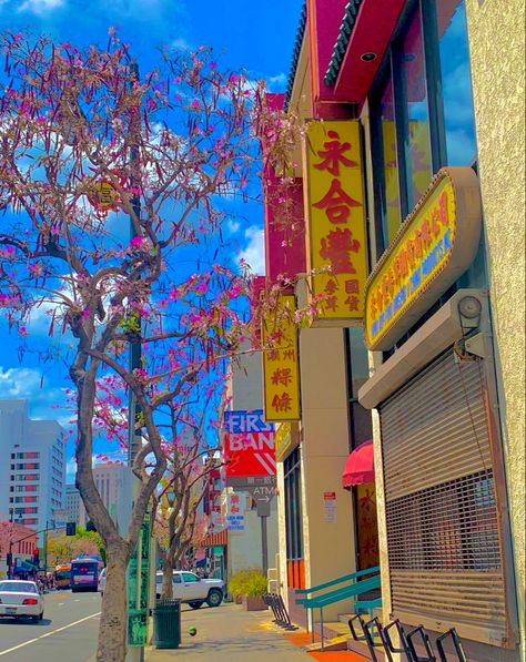 Sunny Day Photography, Chinatown Los Angeles Photoshoot, Los Angeles In The 80s, San Francisco Chinatown Aesthetic, China Town Las Angeles, Chinatown Los Angeles, Los Angeles Cityscape, Day Photography, Sunny Day