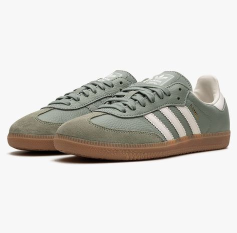 This color is everything Swaggy Shoes, Samba Shoes, 2024 Wishlist, Adidas Samba Og, Muted Green, Indoor Soccer, Hijab Outfits, Exclusive Sneakers, Fresh Shoes