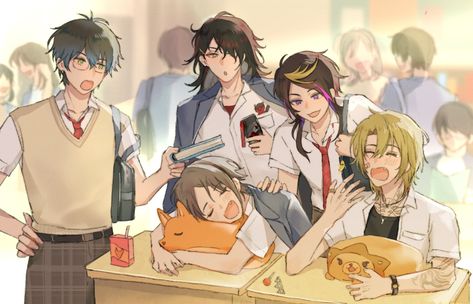 Luxiem Family, Highschool Au, Ike Eveland, Having No Friends, School Life, Ensemble Stars, Ship Art, Art Paint, Main Characters