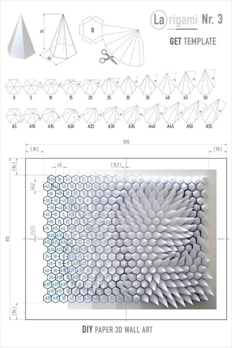 Geometric Paper Sculpture, Origami Wall Art Diy, Architecture Origami, Recycled Material Art, Paper Folding Techniques, Origami Wall Art, Quilling Flower Designs, Textured Paper Art, Geometric Origami