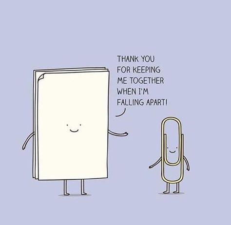 Funny Pun Thanks For Keeping Me Together - Paperclip & Paper - Office Humor Cute Puns For Boyfriend, Punny Cards, Love Puns, Cute Puns, Pun Card, Cute Jokes, Funny Illustration, Funny Doodles, Funny Puns