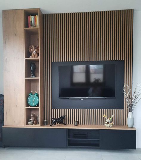 Large Tv Wall Ideas, Tv Unit Wall Design, Large Tv Wall, Bedroom Tv Wall Ideas, Tv Unit Wall, Tv Unit Cabinet, Tv Wall Decor Living Room, Wall Units With Fireplace, Tv Wall Ideas