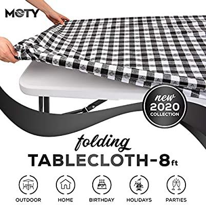 Amazon.com: Tablecloth For Folding Table -Fitted Rectangular Table Cloth for 8 Foot - Size 32 x 96 inch - (240 x 75 cm) Plastic Vinyl Backed With Elastic Rim- For Christmas|Parties,waterproof, (Black plaid large): Home & Kitchen Diy Fitted Table Cloth, Folding Table Tablecloth Ideas, Folding Table Cover Diy, Plastic Folding Table Makeover, Church Picnic Ideas, Folding Table Cover, Table Cover Diy, Long Folding Table, School Renovation