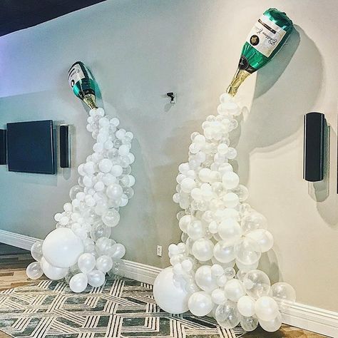 Bridal Shower Balloons Arch, Champagne Wall Balloons, Champagne Bottle Balloons, 21st Balloon Arch, Balloon Bridal Shower Decor, Champagne Balloon Decor, Clear Balloon Arch, Champagne Balloon Arch, Champagne Party Decor