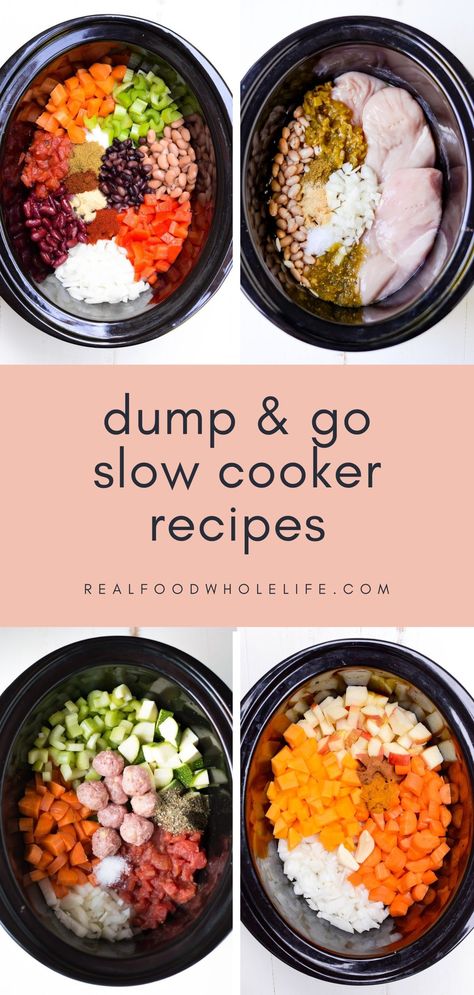 55+ Dump and Go Slow Cooker Recipes Crockpot Recipes Dump, Crock Pot Meals Healthy, Crockpot Recipes Dump And Go, Dump And Go Crockpot, Vegetarian Chili Crock Pot, Crockpot Dump Recipes, Crock Pot Meals, Slow Cooker Enchiladas, Slow Cooker Meals