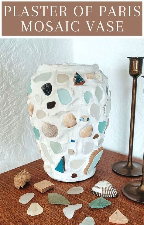 Seashell Vase Diy, Biology Party, Shell Vases, Seashell Vase, Coral Clay, Craft Nights, Diy Terra Cotta Pots, Ocean Craft, Shell Creations