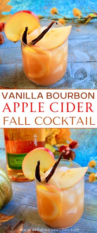 This refreshing apple bourbon cider cocktail is a chilled mix of bourbon, Honeycrisp apple cider, fresh vanilla bean syrup, and fresh lemon for a cool and crisp apple fall cocktail! #fallcocktails #falldrinks #applecider #applecidercocktail #bourboncocktails #bourbondrinks Smoked Apple Cider Cocktail, Bourbon Apple Cider Slushie, Apple Cider Old Fashioned Cocktail, Apple Bourbon Cocktail, Hard Cider Cocktail Recipes, Fall Bourbon Cocktails, Apple Cider Bourbon Cocktail, Bourbon Mixed Drinks, Vanilla Bean Syrup