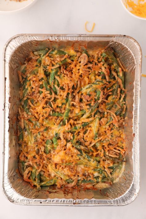 Smoked Green Bean Casserole - Kitchen Divas Smoked Green Beans, Boil Green Beans, Green Beans Side, Smoked Vegetables, Casserole Kitchen, Green Beans Side Dish, Cooking Green Beans, Green Bean Casserole, Nutrition Labels