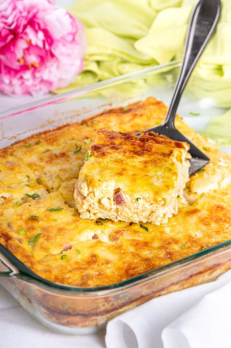 Ham And Swiss Breakfast Casserole, Egg And Ham Breakfast, Ham And Cheese Crustless Quiche, Ham And Swiss Egg Bake, Ham And Cheese Breakfast Bake, Egg And Ham Breakfast Casserole, Ham Breakfast Casserole Recipes, Ham And Cheese Egg Bake, Breakfast Casserole Ham