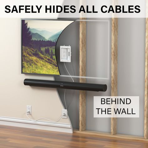 Cable Management Diy, Cable Management Wall, Hide Tv Cables, Sound Bar Mount, Soundbar Tv, Sound Bars, Hide Cables, Hide Wires, Wall Safe