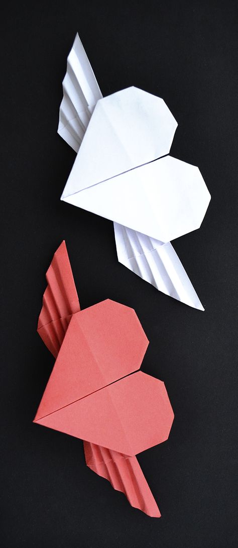 Cute Easy Origami, Easy Origami Tutorial, Origami Tutorial Easy, African Dresses Men, Cute Paper, Origami Heart, Money Origami, Easy Origami, Heart With Wings