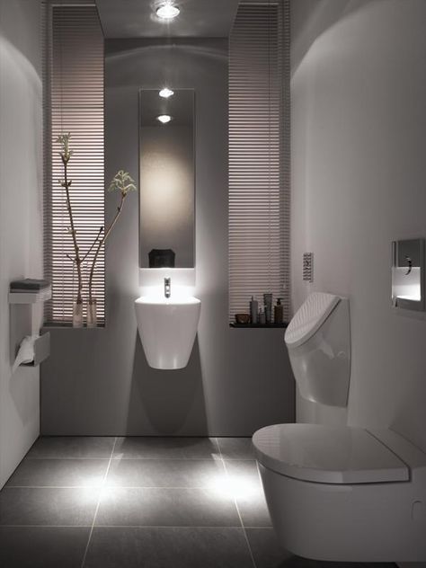 KERAMAG Powder Room With Urinal, Urinal In Home Bathroom, Urinal Design, Hotel Bathroom Design, Wc Design, Modern Rooms, Guest Toilet, Modern Toilet, Bad Inspiration