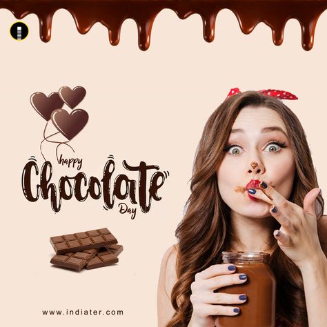 Happy Chocolate Day Design Template Free Download - Indiater Happy World Chocolate Day, Happy Chocolate Day Wishes, Happy Chocolate Day Images, Good Father Quotes, Chocolate Day Images, Chocolate Facial, World Chocolate Day, Templates Facebook, Valentine Day Week