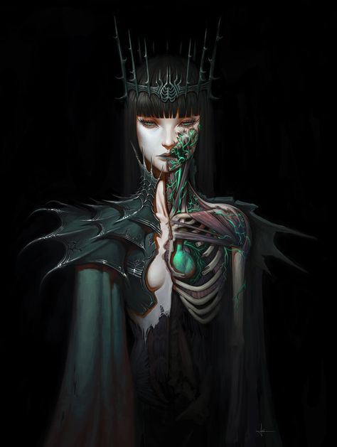 Lich Queen by AdrianDadich on deviantART 다크 판타지, Character Collection, Airbrush Art, Wallpaper Vintage, Arte Fantasy, 판타지 아트, Drawing Tutorials, Fantasy Artwork, Horror Art