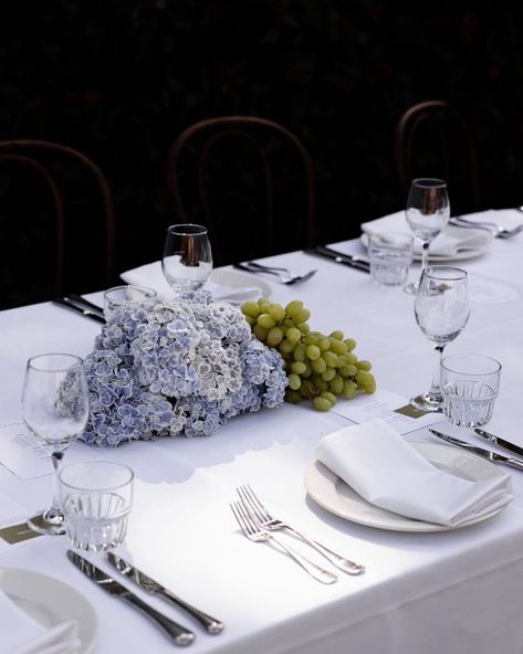 Ivory Room, Megan Kelly, Modern Tablescape, Hydrangea Centerpiece, Blue Hydrangeas, Hydrangeas Wedding, Wedding Mood Board, Wedding Tablescapes, Wedding Mood