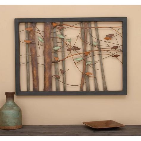 Andover Mills™ Metal Wall Decor & Reviews | Wayfair Birds In Trees, Metal Tree Art, Tree Wall Art Diy, Tree Branch Wall Art, Branch Wall Art, Tree Branch Wall, Tree Artwork, Metal Tree Wall Art, Iron Wall Decor