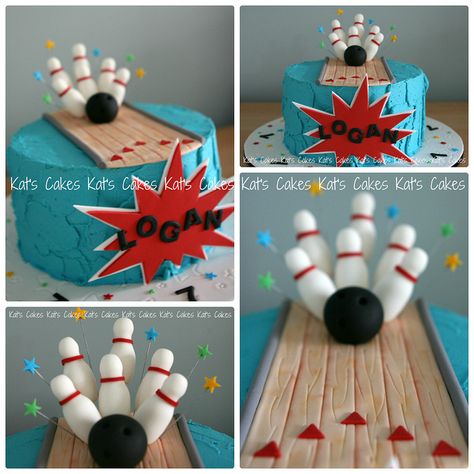 Cute bowling cake Bowling Party Cake, Bowling Cakes, Bowling Birthday Cake, Bowling Ideas, Bowling Cake, Bowling Birthday Party, Bowling Birthday, Sport Cakes, Bowling Party