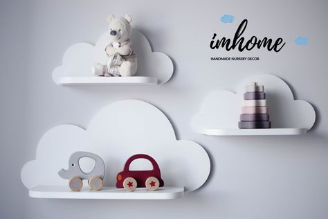 Wooden Shelf Decor, Cloud Shelves, Cloud Shelf, Nursery Nook, Baby Nursery Wall Decor, Wall Decor Kids Room, Childrens Lamps, Kids Shelves, Cloud Lamp