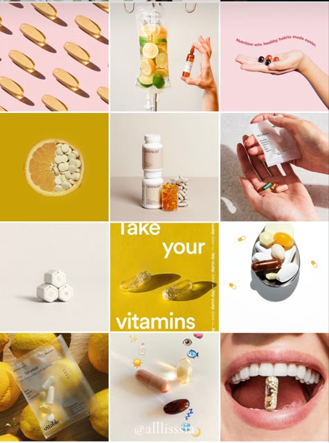 Instagram Feed , vitamins, smm, inspiration, juicy colors, yellow Take Your Vitamins, Nutritionist Branding, Instagram Photoshop, Vitamin Brands, Supplements Packaging, Car Advertising Design, Beauty Vitamins, Creative Fonts, Advertising Design