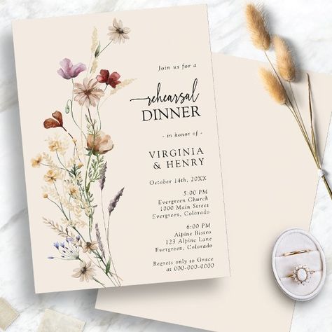 Boho Rehearsal Dinner Invitation Boho Rehearsal Dinner, Wedding Sage Green, Boho Wildflower Wedding, Fall Rehearsal Dinners, Rehearsal Dinner Invites, Boho Garden Party, Wildflower Wedding Invitations, Boho Wildflower, Wedding Rehearsal Dinner Invitations